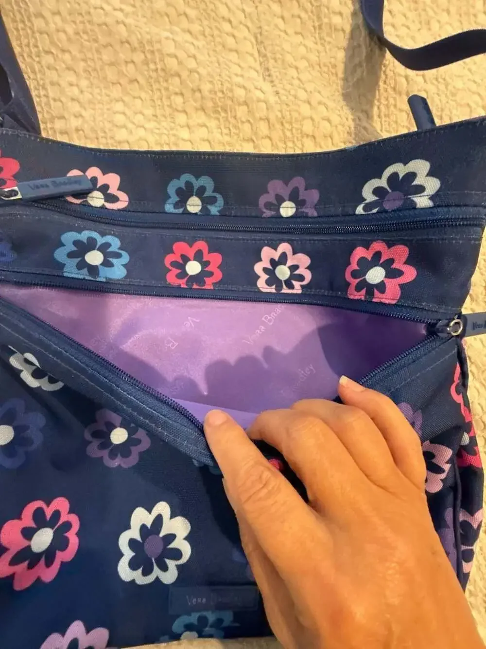 Vera Bradley Triple Zip Hipster Crossbody Bag in Ellie Flowers